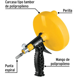 Destapacaños 7.6 m, Cable de acero al carbono, para obstruciones sencillas, DECA-25P 22881 Pretul