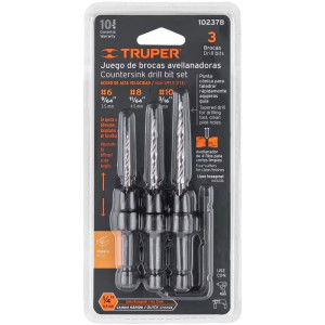 Juego de Brocas Avellanadoras 3 Piezas para Madera Truper 102378