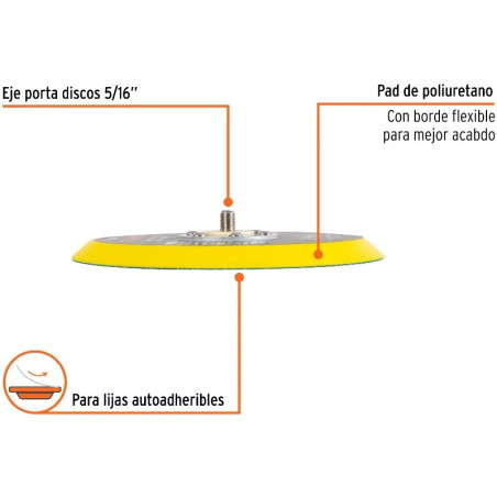 Lijadora Orbital Respaldo de vinil para lijas autoadheribles, PAD-861VI 19389 Truper