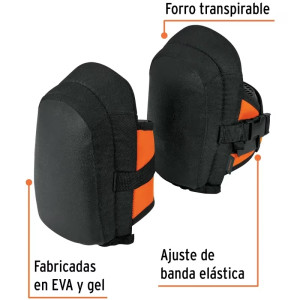 Rodillera Ligeras Forro Transpirable Fabricadas en EVA y gel, Ajuste con banda elastica, ROD-L 12951 Truper