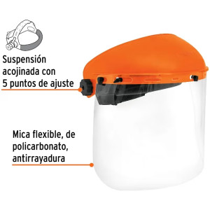 Mascara para Esmerilar y Refacciones, Mica Policarbonato antirayadura, Abatimiento 90 grados, PF-500 14221 Truper