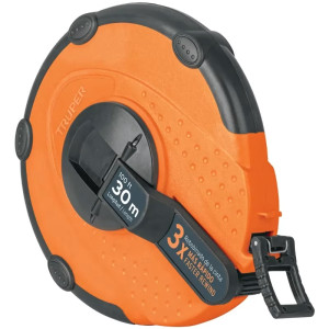 Wincha Fibra de Vidrio Carcasa Plastica 30 Metros, Carcasa ABS Cubierta con TPR, TP30ME 12639 Truper