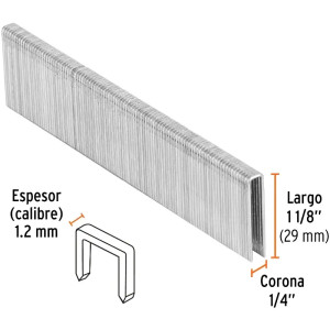 Grapas Corona 1/4" Calibre 18 L29mm Engrapadora Neumatica C5000u Truper 18275