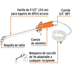 Pistola para Limpieza de Maquinas, Cuerpo de Aluminio Max 90PSI, 1/4 NPT, PILIM-683 19237 Truper