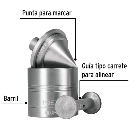 Plomada Metalica con Centro 675g, Para Uso en plomeria y construccion, PLOM-4Z 22464 Pretul