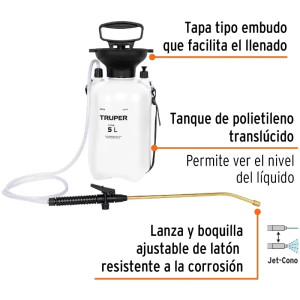 Fumigador 5L Bombeo Central Jardinero Truper 10836