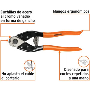 Cortador de cable y alambre 8" Acero Trenzado y Alambre, Truper 101097