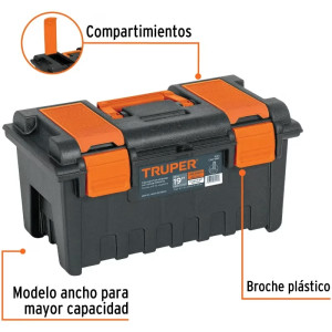 Cajas para Herramientas 19" 48x27x25cm inc. Charola, Truper 11143