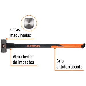 Combas 6lb Octagonales Mango36" Fibra de Vidrio, Cara Maquinada, MD-6F 19884 Truper