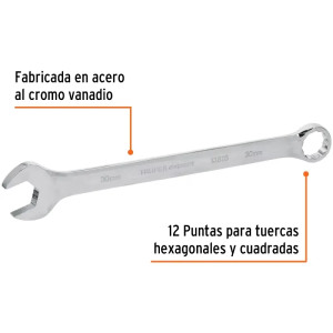 Llave Boca Mixta 30mm Combinada CrVanadio ELarga Truper 13816