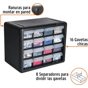 Organizador 10" con 16 Gavetas 27x22x16cm Compartimientos ABS, Truper 11851