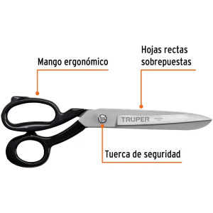 Tijera para Sastre 12" Industrial, hoja recta sobrepuestas, para uso industrial, TI12 18552 Truper