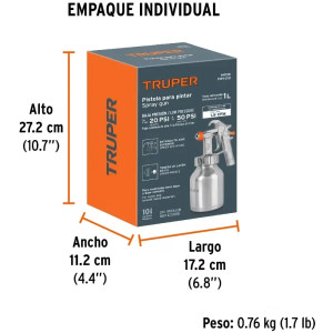 Pistolas de Pinturas 1000ml B1.5mm BP FlujoContinuo A34cm, PIPI-210 Truper 14036