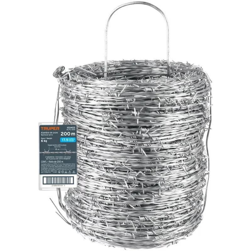 Rollo de Alambre de Puas 200m BWG17.5 Barbed Wire Truper 103403