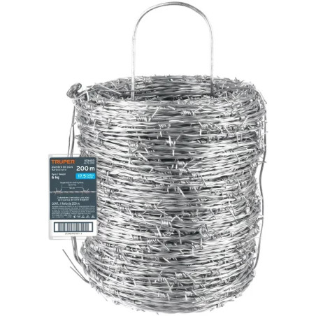 Rollo de Alambre de Puas 200m BWG17.5 Barbed Wire Truper 103403