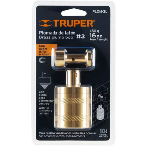 Plomada de Laton con Centro 352g, Para Uso en plomeria y construccion, PLOM-3L 17068 Truper