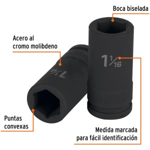 Dados 1-1/16" E3/4 Impacto Tubulares Hexagonales CrMolibdeno, Truper 12435