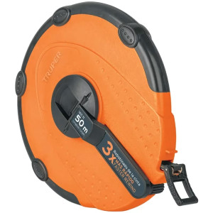 Wincha Fibra de Vidrio Carcasa Plastica 50 Metros, Carcasa ABS Cubierta con TPR, TP50ME 12640 Truper