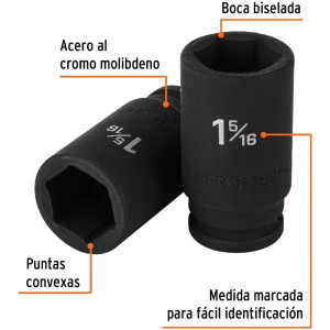 Dados 1-5/16" E3/4 Impacto Tubulares Hexagonales CrMolibdeno, Truper 12439