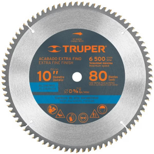 Discos Sierra para Aluminio 10" Centro 5/8", 80 Dientes de carburo de tungsteno, ST-1080A 18310 Truper