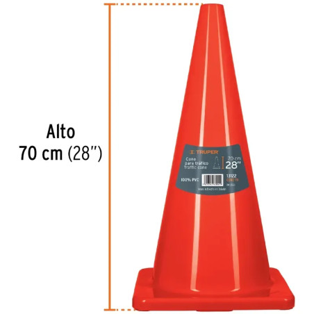 Conos de Precaucion 70 cm, Resistente a Impactos, Peso 2.50 kg, CONO-70 13122 Truper