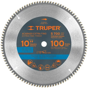 Discos Sierra para Aluminio 10" Centro 5/8", 100 Dientes de carburo de tungsteno, ST-10100A 18313 Truper
