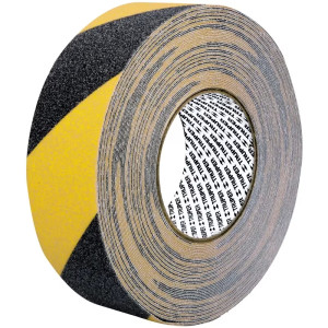 Cintas adhesivas antiderrapantes 2" x18m Bicolor Escalones Precaucion, Truper 101449