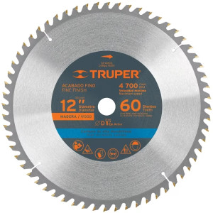 Discos Sierra para Madera 12" Centro 1", 60 Dientes de carburo de tungsteno, ST-1260E 18312 Truper