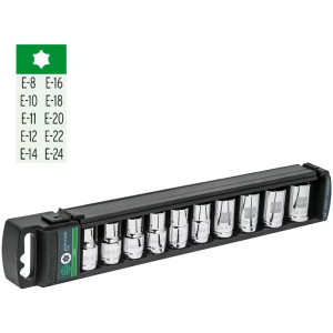 Juego de dados Punta Torx 10 Piezas, Encastre 1/2", acero al cromo vanadio, JDTH-1/2X10 10026 Truper