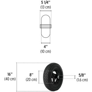 Llantas completa 16" x4" Neumatica Reforzada Rodamientos Alta durabilidad, RN 11852 Truper