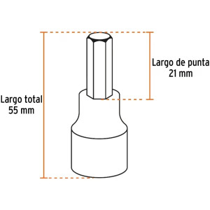 Juego de Dados cuadro 7Piezas Punta hexagonal Pulgadas STD Truper 102239