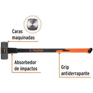Combas 10lb Octagonales Mango36" Fibra de Vidrio, Cara Maquinada, MD-10F 16540 Truper