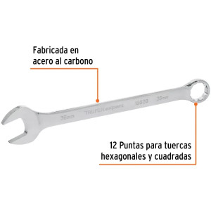Llave Boca Mixta 36mm Combinada CrVanadio ELarga Truper 13820