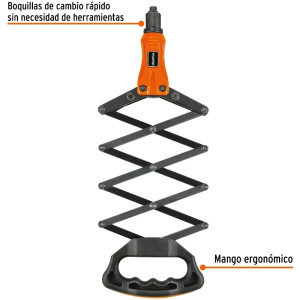 Remachadora Tipo Acordeon, 5 Boquillas 1/8 5/32 3/16 15/64 1/4 Pulgada incluye Llave, RE-AC 17962 Truper