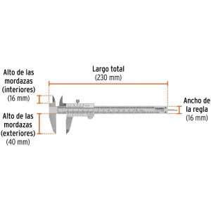Calibrador Analogico Pulgadas y Milimetros 6 o 150mm", en acero inoxidable, CAL-6MP 14394 Truper