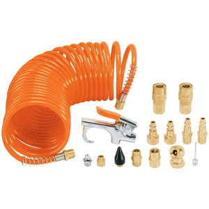 Juego de 15 accesorios neumaticos, para Limpiar, Inflar y Calibrar, 1/4 NPT, Conexion Rapida, JAN-15 19094 Truper
