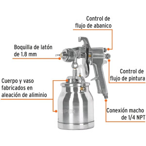 Pistolas de Pinturas Succion 1000ml HVHP T1.8mm 2Control A16-25cm, PIPI-310 14087 Truper