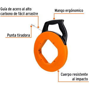 Guia pasa Cable 30 Metros, Guia acero SK5, Para jalar cable electricos y de Telecomunicaciones, GUIA-30 17752 Truper