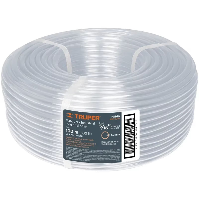 Manguera Industrial 5/16" Espesor 1.2mm, 100 Metros Peso 4.4Kg, MAN-5/16I 19866 Truper