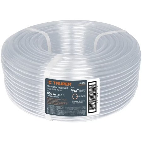 Manguera Industrial 5/16" Espesor 1.2mm, 100 Metros Peso 4.4Kg, MAN-5/16I 19866 Truper