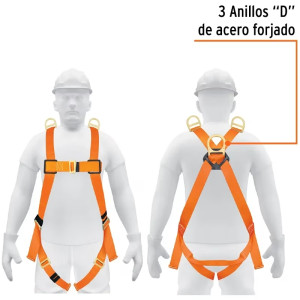 Arnes de Cuerpo Completo 3 Anillos Rescate y Contra Caídas, Carga 140kg, Truper 14433