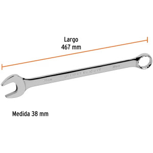 Llave Boca Mixta 38mm Combinada CrVanadio ELarga Truper 13821
