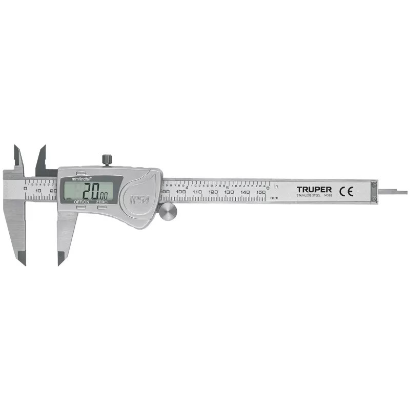 Calibrador Digital Pulgadas y Milimetros 6 o 150mm en acero inoxidable, CALDI-6MP 14388 Truper