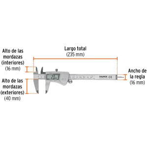 Calibrador Digital Pulgadas y Milimetros 6 o 150mm en acero inoxidable, CALDI-6MP 14388 Truper