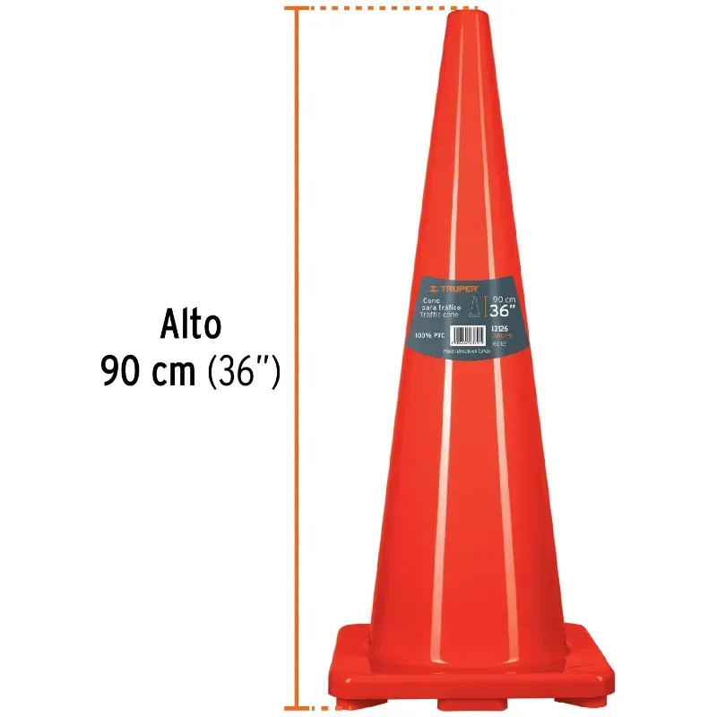 Conos de Precaucion 90 cm, Resistente a Impactos, Peso 3.65 kg, CONO-90 13126 Truper