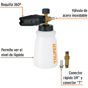 Espumadoras Dispensador Jabon con cañon lanza espuma para hidrolavadora Truper 102403