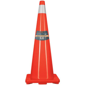 Conos de Precaucion 90 cm con Reflejante 10 cm de PVC, Resistente a Impactos, Peso 3.7 kg, CONO-90R 13127 Truper