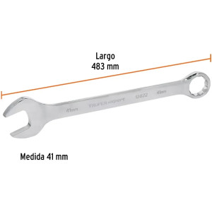 Llave Boca Mixta 41mm Combinada CrVanadio ELarga Truper 13841
