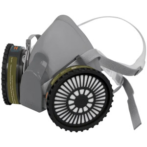 Respirador Profesional con Cartuchos Incluido Multi-Gas Media Cara, Banda Elastica, KIT-RES-MU 13730 Truper