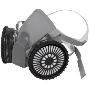 Respirador Profesional con Cartuchos Pintura y Pestecidas Media Cara, Banda Elastica, KIT-REP-PP 13731 Truper